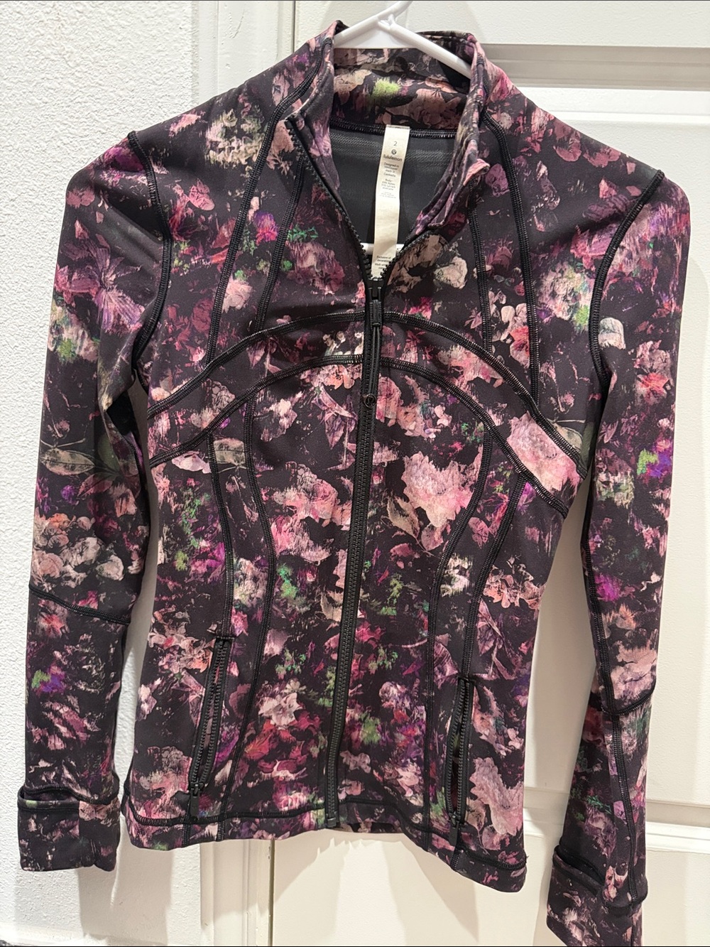 lululemon athletica Black Floral-Print Zip Jacket